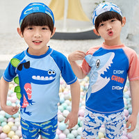 Load image into Gallery viewer, 3 Pieces Set Baby Kid Boys Letters Animals Print Tops And Shorts And Hats Wholesale 220606104
