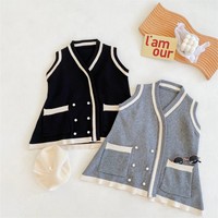 Load image into Gallery viewer, Baby Kid Girls Color-blocking Crochet Vests Waistcoats Knitwear Wholesale 22060815
