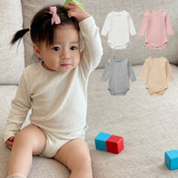 Load image into Gallery viewer, Baby Unisex Solid Color Muslin&amp;Ribbed Rompers Wholesale 220620305
