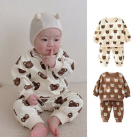Load image into Gallery viewer, 2 Pieces Set Baby Unisex Animals Cartoon Print Hoodies Swearshirts And Pants Wholesale 220805236

