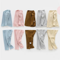 Load image into Gallery viewer, 2 Pieces Set Baby Kid Unisex Solid Color Muslin&amp;Ribbed Tops And Pants Wholesale 22081121
