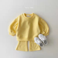 Load image into Gallery viewer, 2 Pieces Set Baby Kid Girls Solid Color Hoodies Swearshirts And Pants Wholesale 220902125
