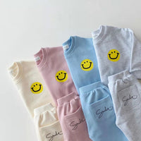 Load image into Gallery viewer, 2 Pieces Set Baby Kid Unisex Expression Print Hoodies Swearshirts And Letters Pants Wholesale 220902128
