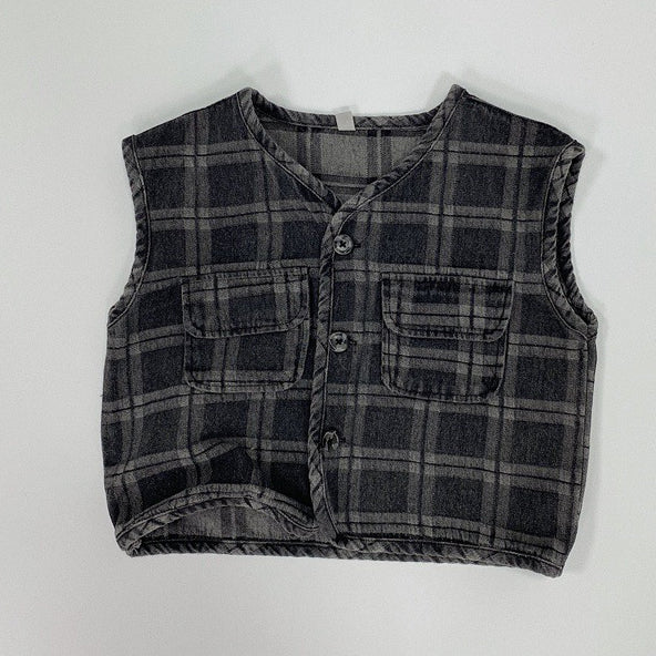 Baby Kid Unisex Checked Vests Waistcoats Wholesale 220927254