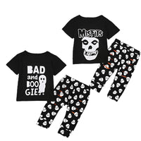 Load image into Gallery viewer, 2 Pieces Set Baby Unisex Halloween Letters Cartoon Print T-Shirts And Pants Wholesale 22102518
