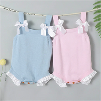 Load image into Gallery viewer, Baby Girls Solid Color Bow Knitwear Rompers Wholesale 22102859
