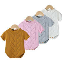 Load image into Gallery viewer, Baby Girls Solid Color Knitwear Rompers Wholesale 22102869
