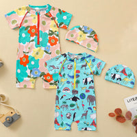 Load image into Gallery viewer, Baby Kid Unisex Flower Animals Print Beach Rompers Swimwears Wholesale 221101149
