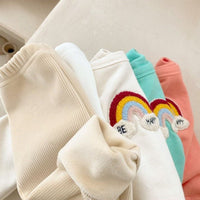 Load image into Gallery viewer, 2 Pieces Set Baby Unisex Letters Rainbow Hoodies Swearshirts And Solid Color Pants Wholesale 221103483
