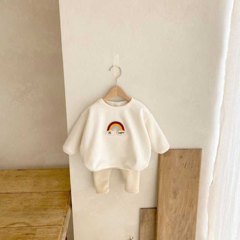 2 Pieces Set Baby Unisex Letters Rainbow Hoodies Swearshirts And Solid Color Pants Wholesale 221103483