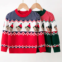 Load image into Gallery viewer, Baby Kid Boys Color-blocking Cartoon Print Christmas Sweaters Wholesale 221130140
