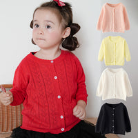Load image into Gallery viewer, Baby Kid Girls Solid Color Crochet Cardigan Wholesale 22120677
