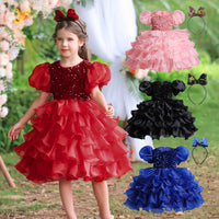 Load image into Gallery viewer, Baby Kid Girls Solid Color Birthday Party Dresses Princess Dresses Headwear Wholesale 221216241
