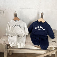 Load image into Gallery viewer, 2 Pieces Set Baby Unisex Letters Hoodies Swearshirts And Solid Color Pants Wholesale 230110216
