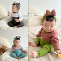 Load image into Gallery viewer, 3 Pieces Set Baby Unisex Solid Color Tops Sleepwears And Pants And Hats Wholesale 230114386
