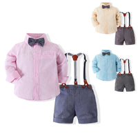 Load image into Gallery viewer, 2 Pieces Set Baby Boys Solid Color Bow Shirts And Rompers Wholesale 23030807
