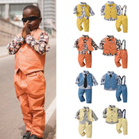 Load image into Gallery viewer, 3 Pieces Set Baby Kid Boys Birthday Party Flower Bow Print Shirts And Solid Color Vests Waistcoats And Pants Wholesale 230308611
