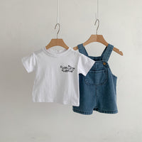 Load image into Gallery viewer, 2 Pieces Set Baby Kid Unisex Letters T-Shirts And Solid Color Rompers Wholesale 230326160
