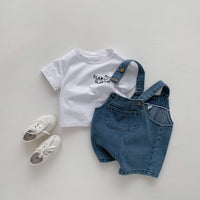 Load image into Gallery viewer, 2 Pieces Set Baby Kid Unisex Letters T-Shirts And Solid Color Rompers Wholesale 230326160

