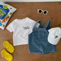 Load image into Gallery viewer, 2 Pieces Set Baby Kid Unisex Letters T-Shirts And Solid Color Rompers Wholesale 230326160
