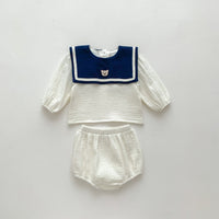 Load image into Gallery viewer, 2 Pieces Set Baby Kid Girls Solid Color Cartoon Tops And Shorts Wholesale 230326176
