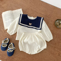 Load image into Gallery viewer, 2 Pieces Set Baby Kid Girls Solid Color Cartoon Tops And Shorts Wholesale 230326176

