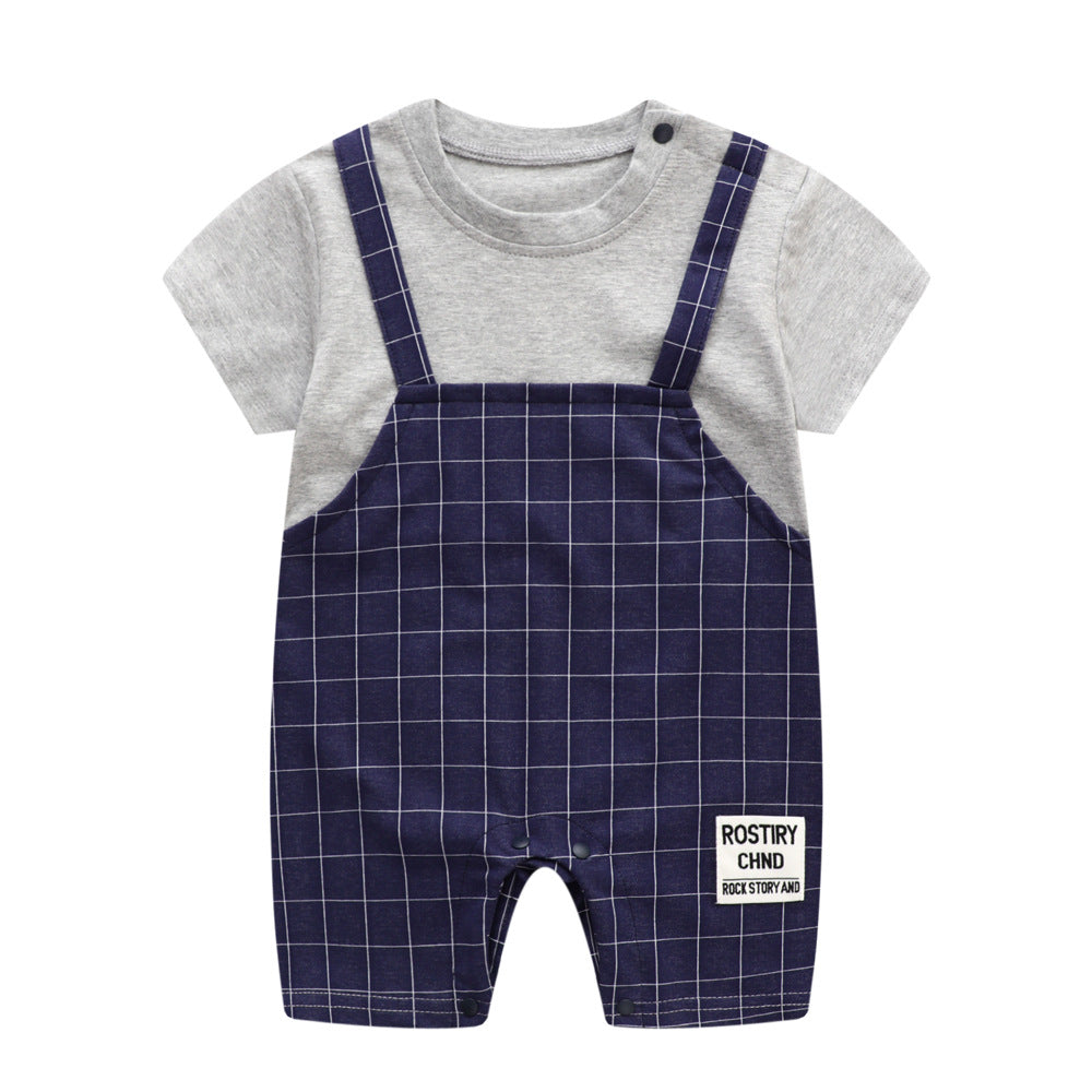 Baby Boys Checked Rompers Wholesale 23032668