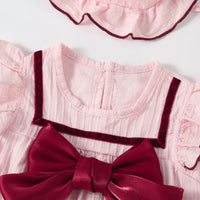 Load image into Gallery viewer, Baby Girls Solid Color Bow Rompers Wholesale 23032682
