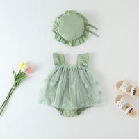Load image into Gallery viewer, Baby Girls Solid Color Embroidered Rompers Wholesale 23032692
