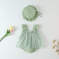 Load image into Gallery viewer, Baby Girls Solid Color Embroidered Rompers Wholesale 23032692
