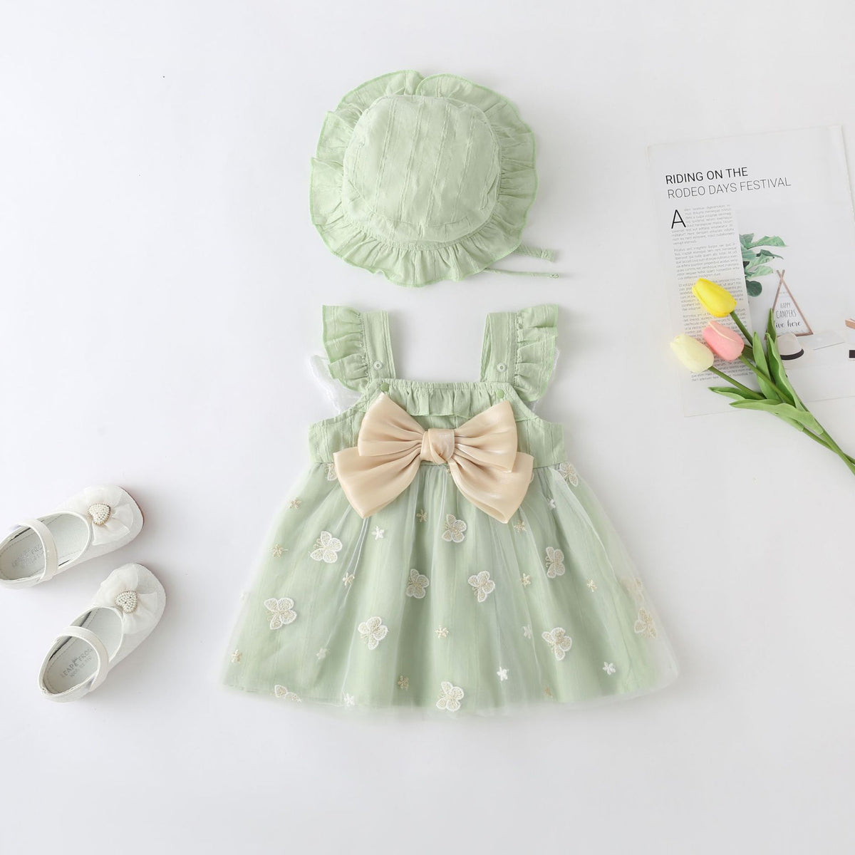 Baby Kid Girls Solid Color Butterfly Bow Dresses Wholesale 23032694