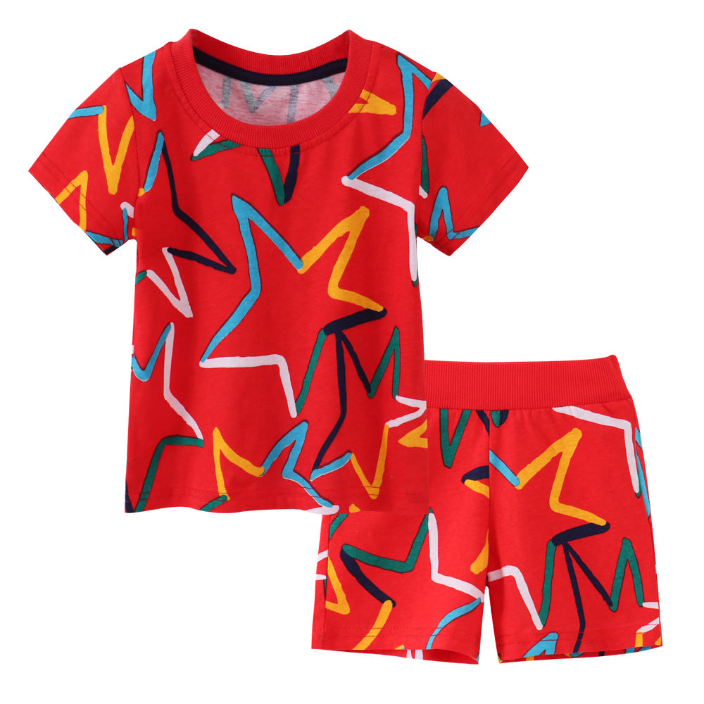 2 Pieces Set Baby Kid Unisex Star Print T-Shirts And Shorts Wholesale 230407134