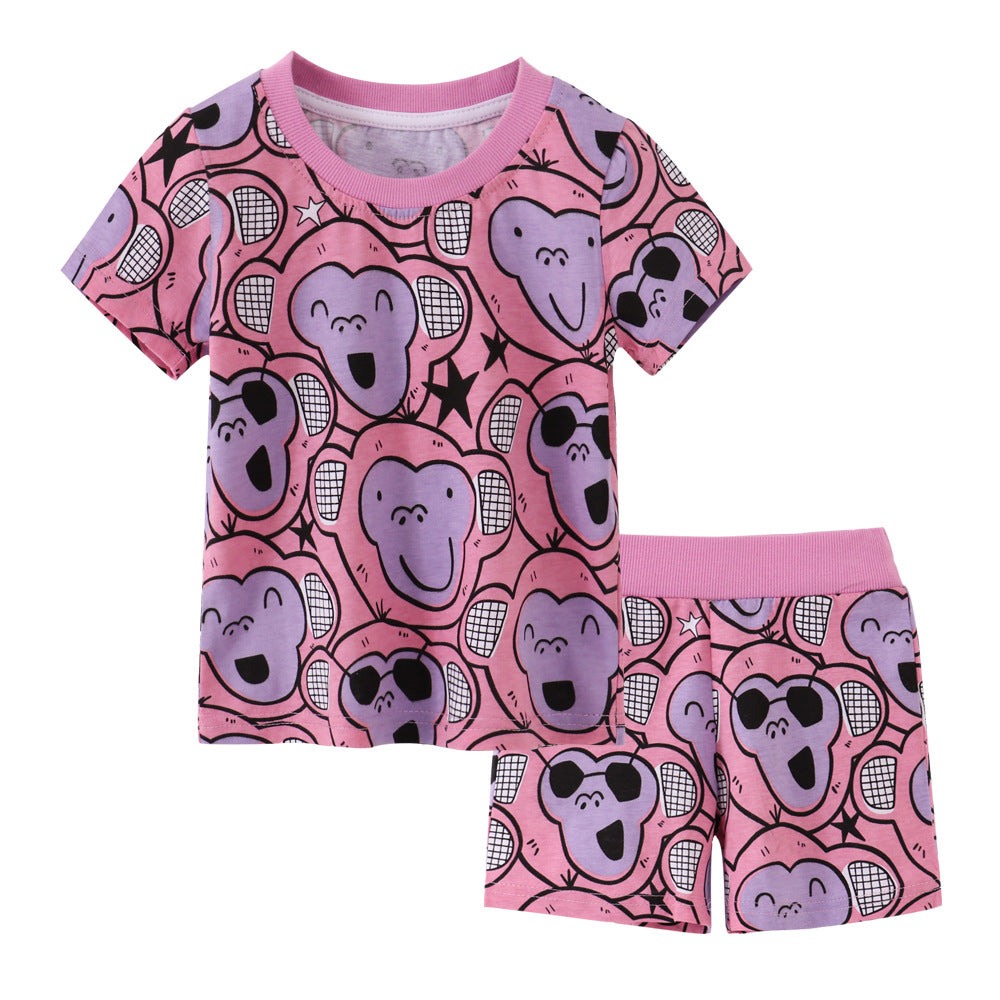 2 Pieces Set Baby Kid Unisex Cartoon Print T-Shirts And Shorts Wholesale 230407144