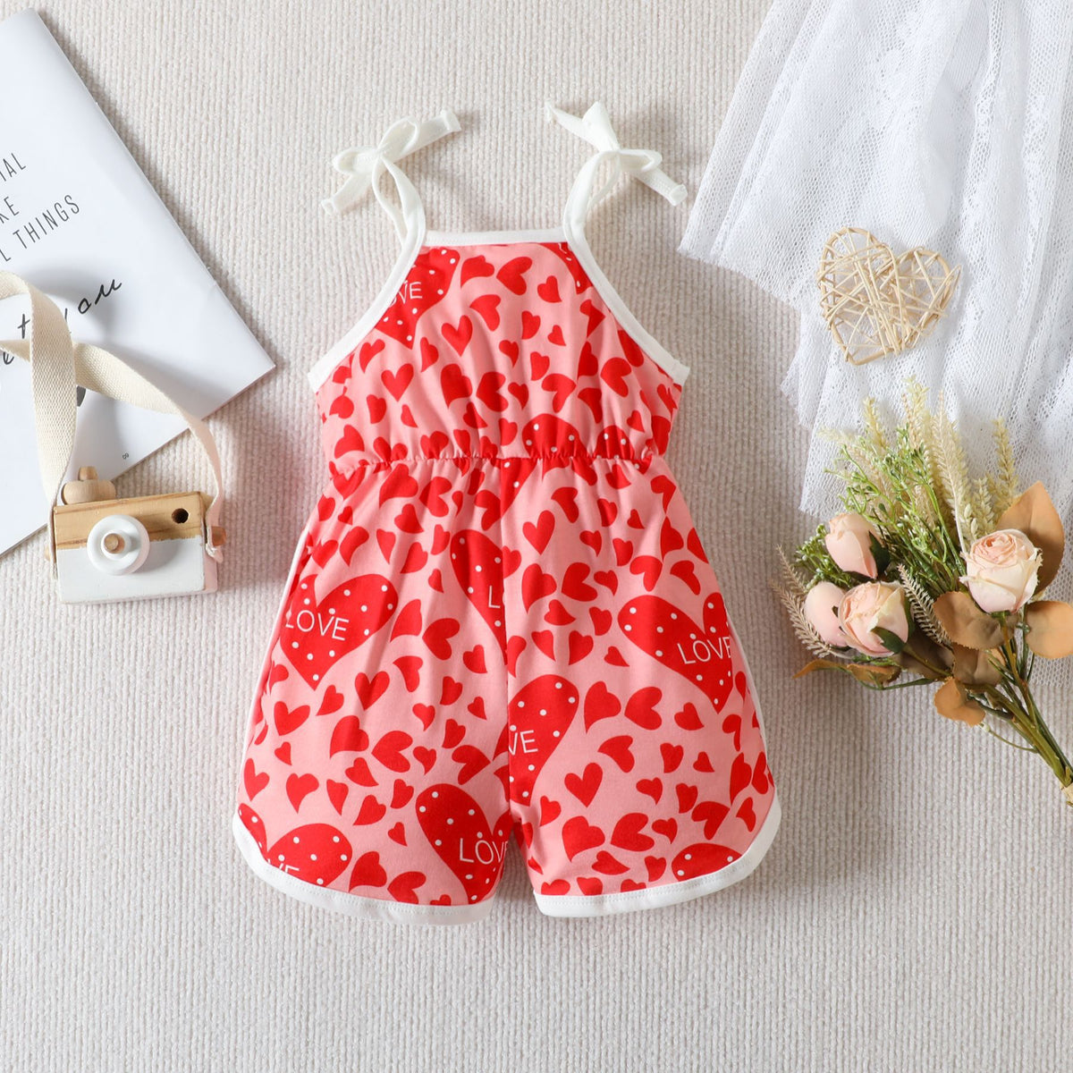 Baby Kid Girls Love heart Print Valentine's Day Rompers Wholesale 230407162