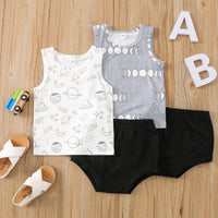 Load image into Gallery viewer, 2 Pieces Set Baby Boys Galaxy Print T-Shirts And Solid Color Shorts Wholesale 230407182
