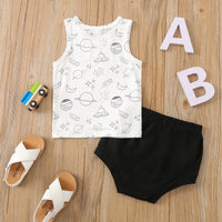 Load image into Gallery viewer, 2 Pieces Set Baby Boys Galaxy Print T-Shirts And Solid Color Shorts Wholesale 230407182

