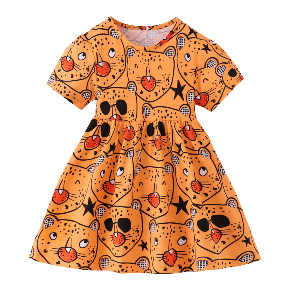 Baby Kid Girls Animals Cartoon Print Dresses Wholesale 230407186