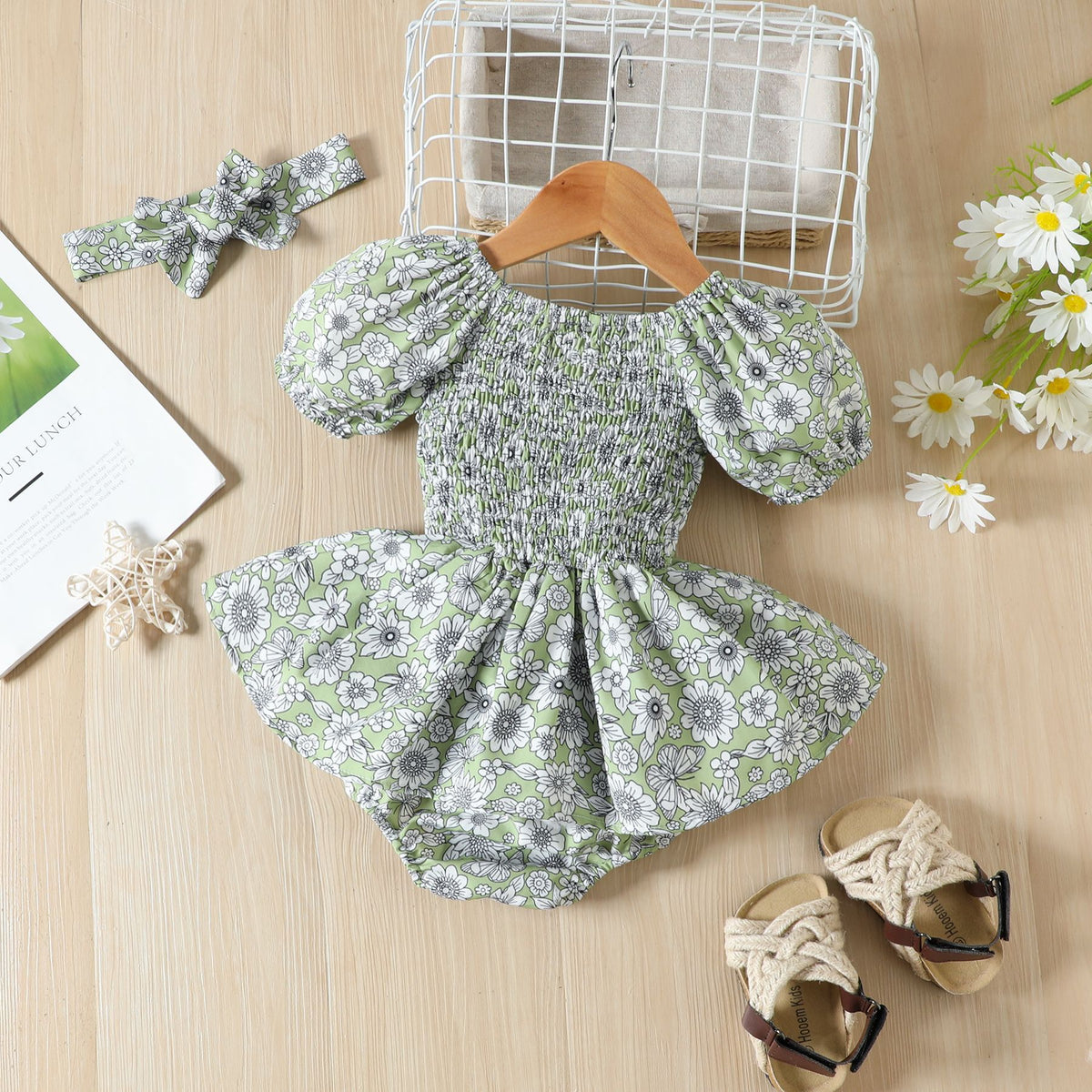 Baby Girls Flower Print Rompers Wholesale 230407203