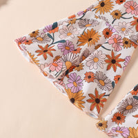 Load image into Gallery viewer, 3 Pieces Set Baby Girls Letters Flower Print Rompers And Pants And Bow Headwear Wholesale 230407248
