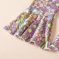 Load image into Gallery viewer, 3 Pieces Set Baby Girls Letters Flower Print Rompers And Pants And Bow Headwear Wholesale 230407248
