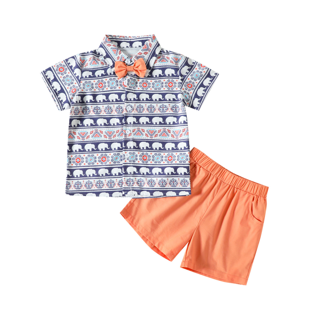 2 Pieces Set Baby Kid Boys Bow Polo Shirts And Solid Color Shorts Wholesale 230407367