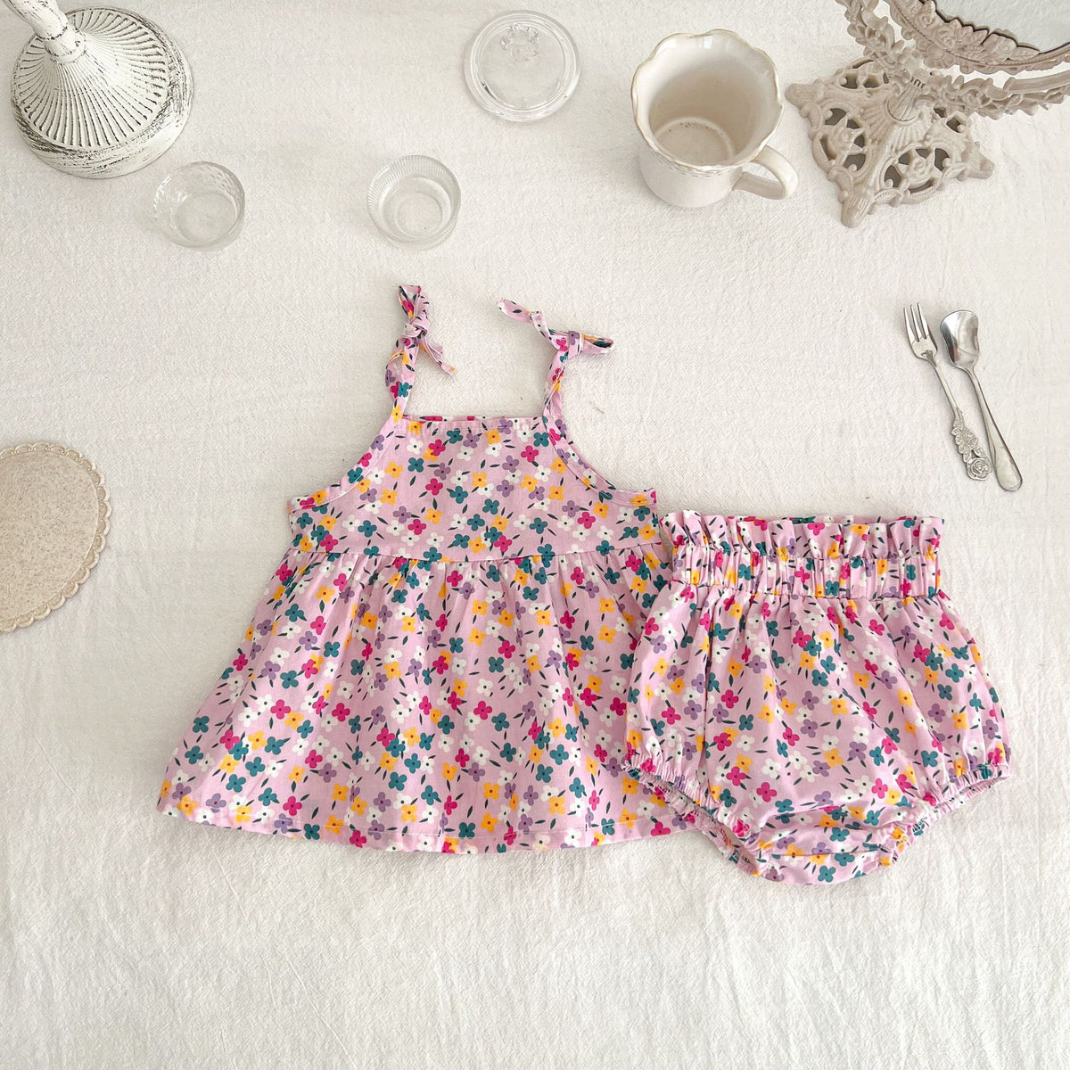 2 Pieces Set Baby Girls Flower Print Tops And Shorts Wholesale 230407400