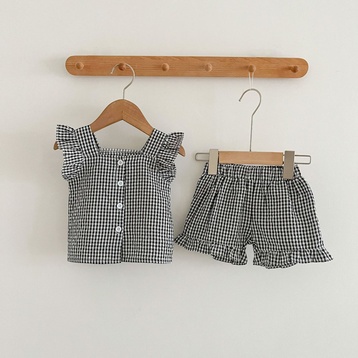 2 Pieces Set Baby Girls Checked Tops And Shorts Wholesale 230407431