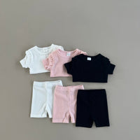 Load image into Gallery viewer, 2 Pieces Set Baby Girls Solid Color Tops And Pants Wholesale 230407449
