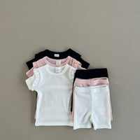 Load image into Gallery viewer, 2 Pieces Set Baby Girls Solid Color Tops And Pants Wholesale 230407449
