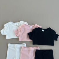 Load image into Gallery viewer, 2 Pieces Set Baby Girls Solid Color Tops And Pants Wholesale 230407449
