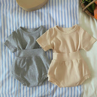 Load image into Gallery viewer, 2 Pieces Set Baby Unisex Solid Color T-Shirts And Shorts Wholesale 230407529
