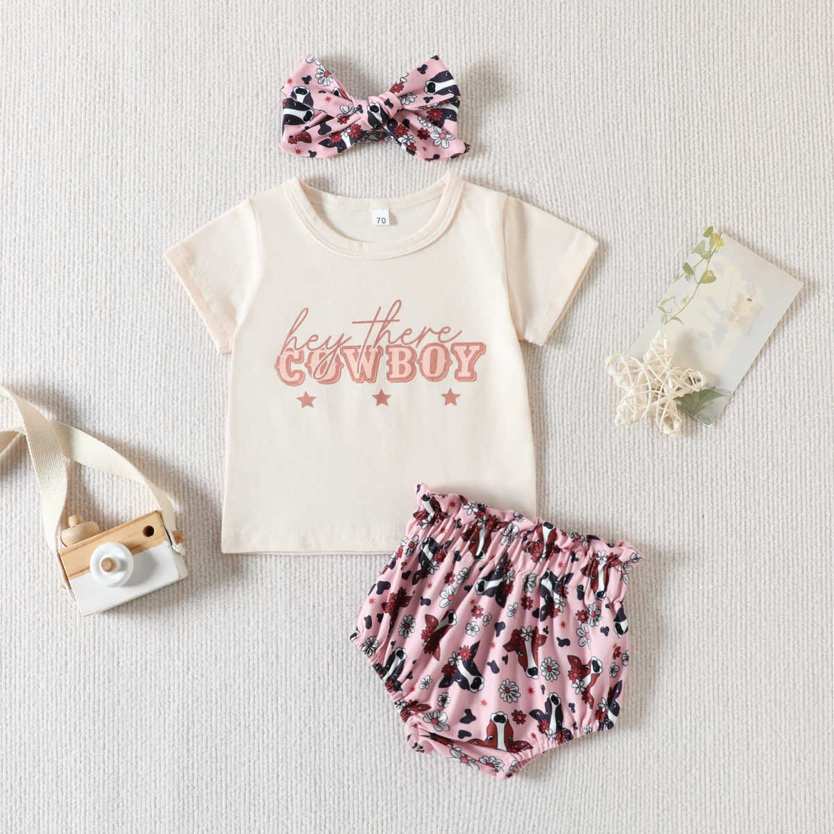 2 Pieces Set Baby Kid Girls Letters Print T-Shirts And Animals Shorts Wholesale 23040760
