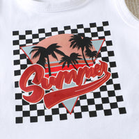 Load image into Gallery viewer, 2 Pieces Set Baby Kid Boys Letters Print Tank Tops And Solid Color Shorts Wholesale 23040761
