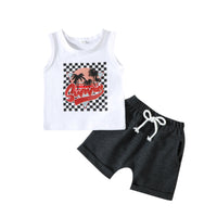 Load image into Gallery viewer, 2 Pieces Set Baby Kid Boys Letters Print Tank Tops And Solid Color Shorts Wholesale 23040761
